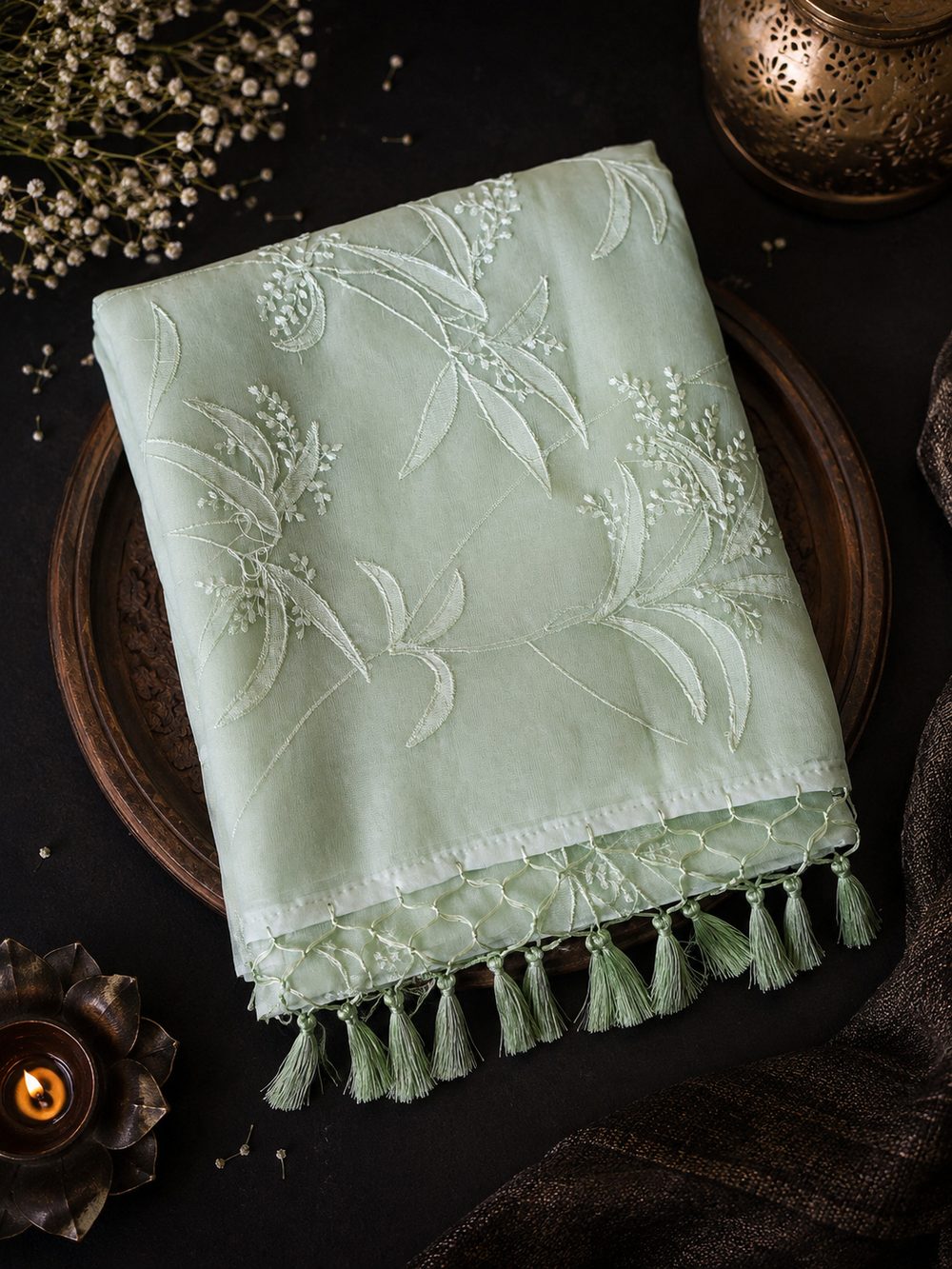 Pastel Mint Green Organza alternate view