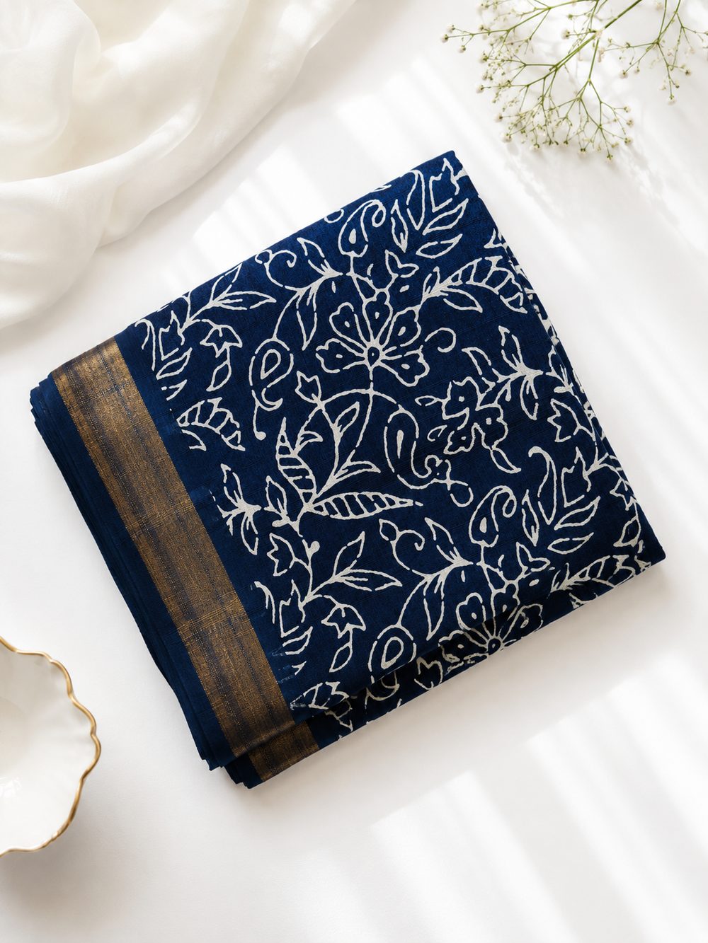 Navy Blue Printed Silk alternate view