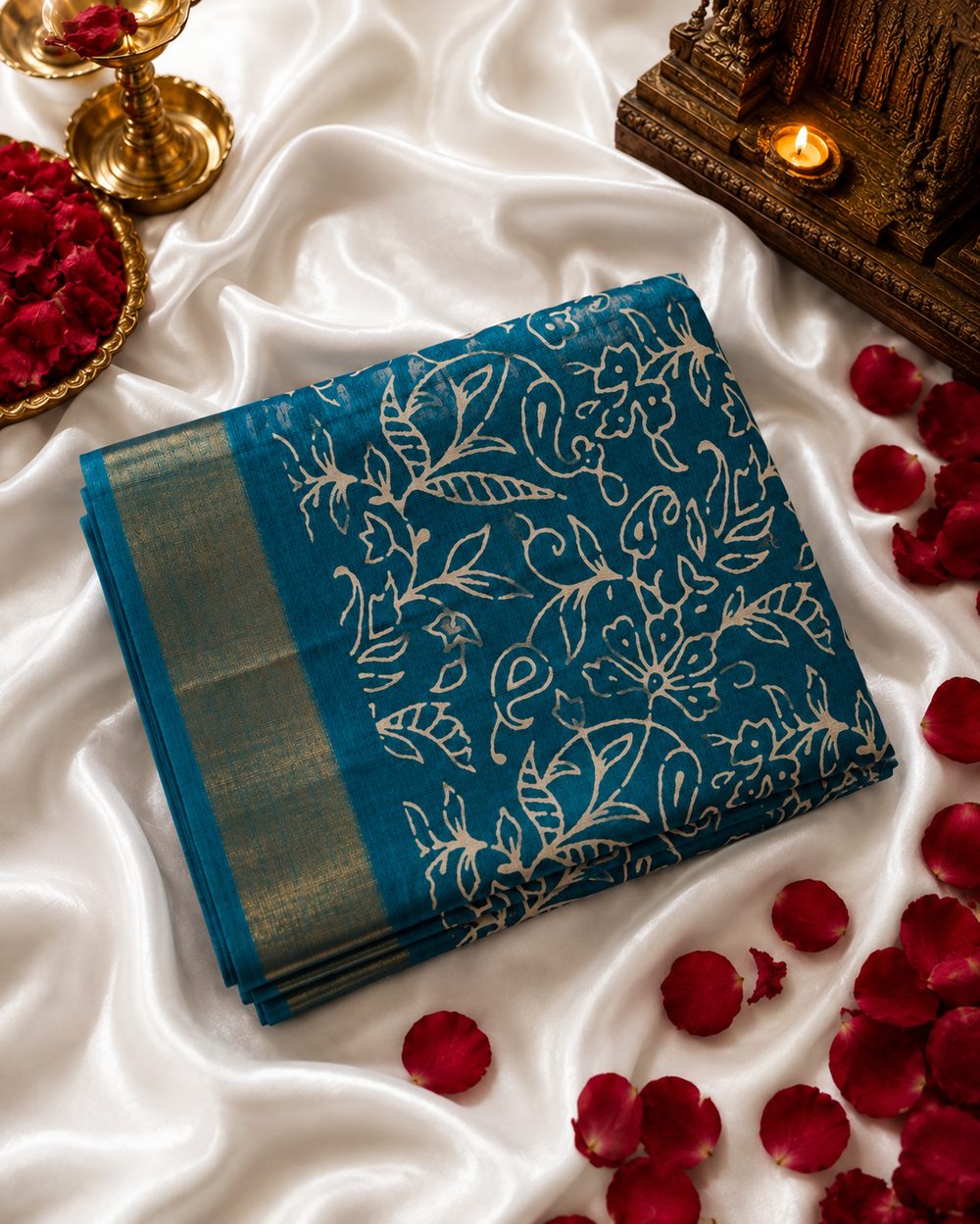 Azure Blue Printed Silk alternate view