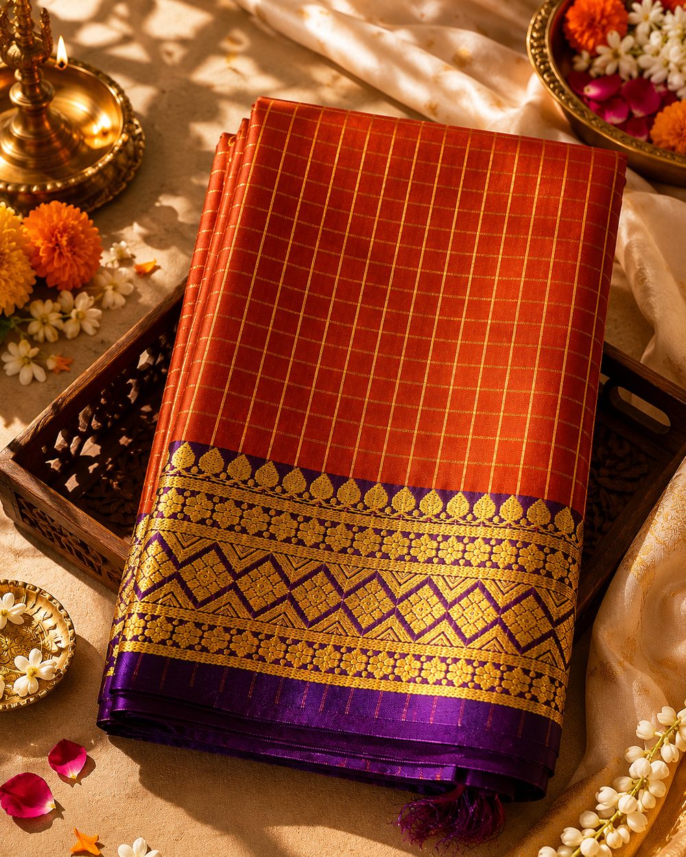 Copper Rust Orange & Purple Art Silk alternate view