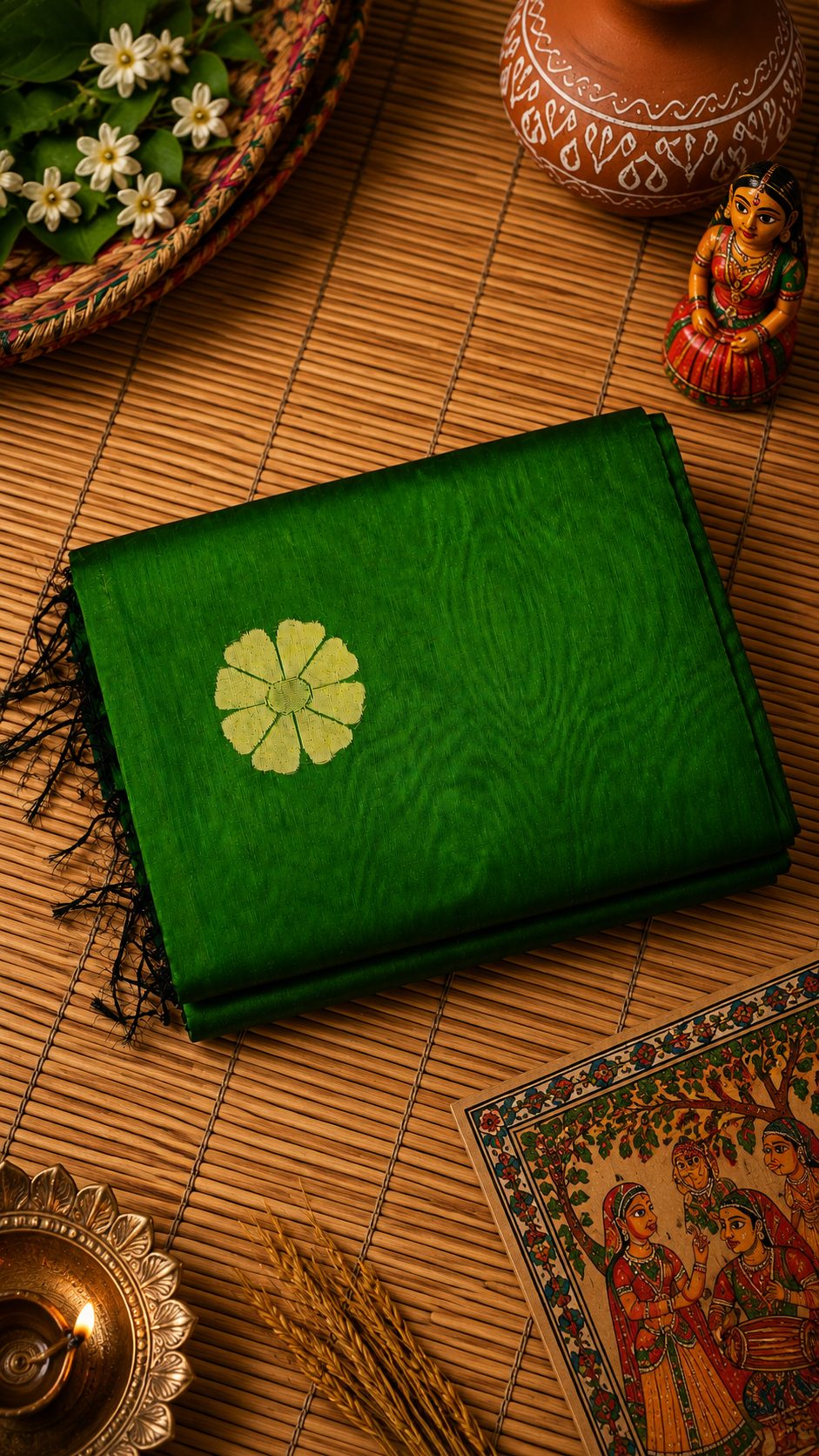 Grass Green Semi Chanderi alternate view