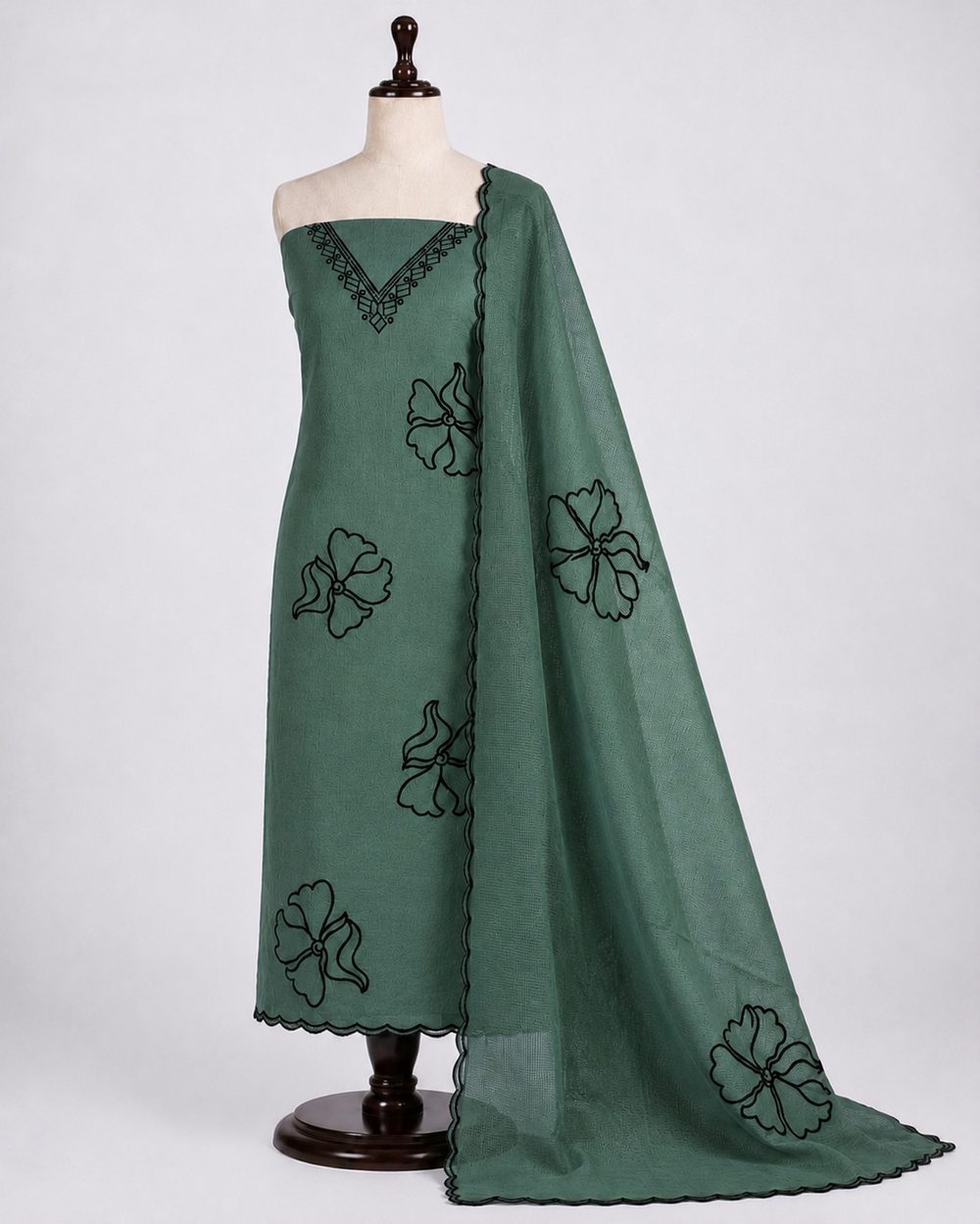 Green Mul Chanderi — Mul Chanderi churidhar material by Aluna Weaves