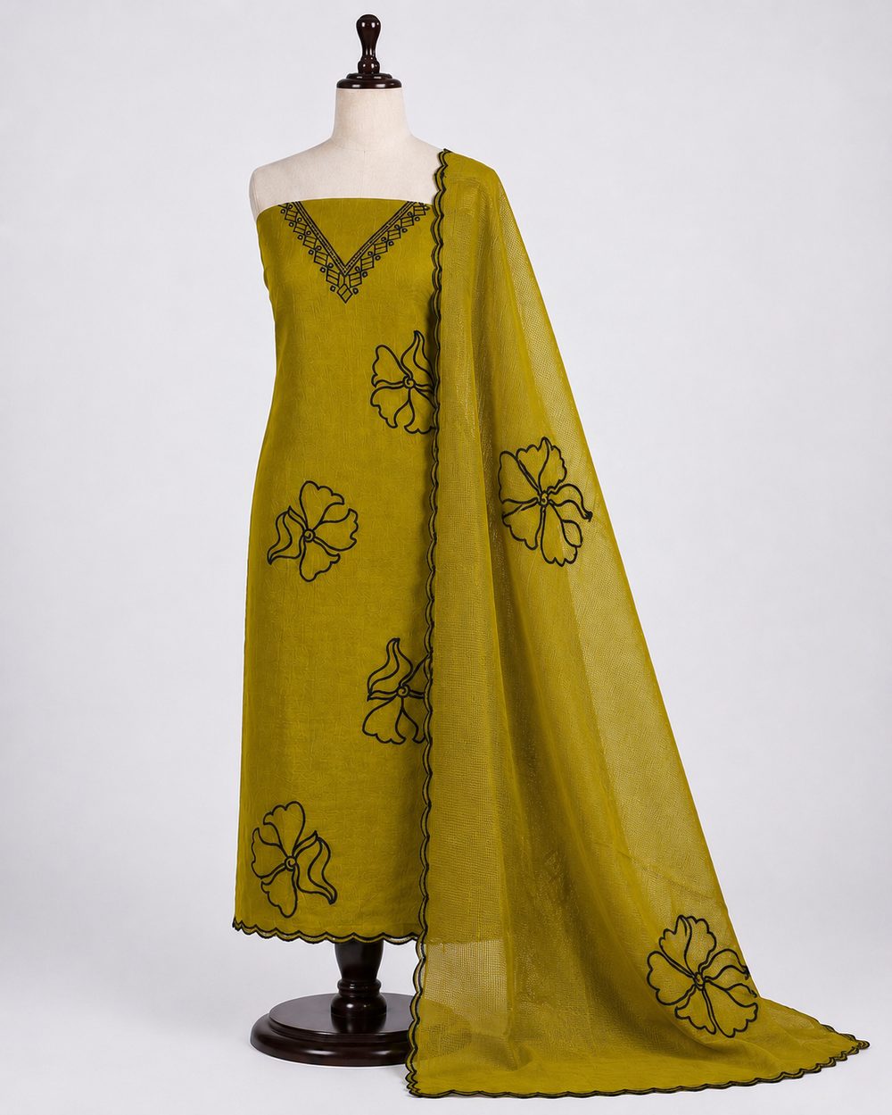Yellow Mul Chanderi — Mul Chanderi churidhar material by Aluna Weaves