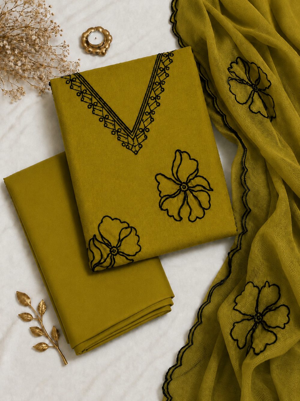 Yellow Mul Chanderi alternate view