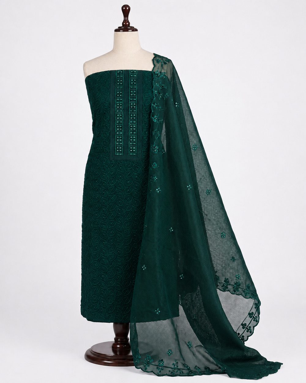 Green Net Cotta — Net Cotta churidhar material by Aluna Weaves