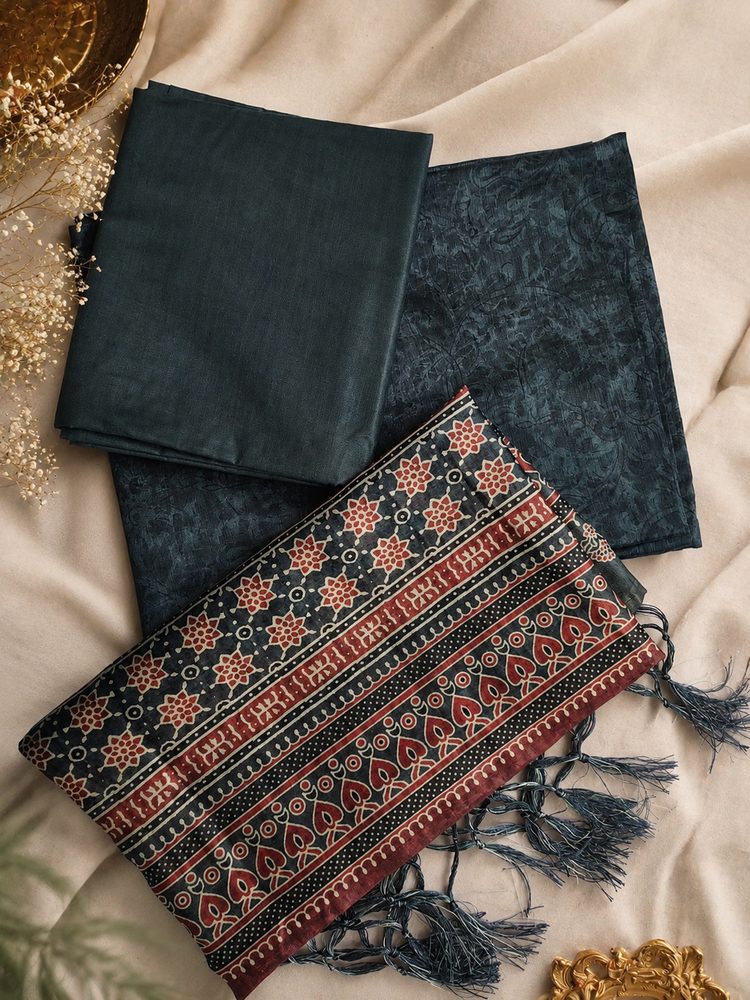 Blue Semi Tussar — Semi Tussar churidhar material by Aluna Weaves