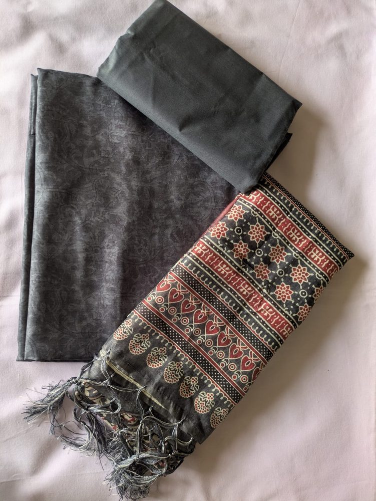 Army Green Semi Tussar — Semi Tussar churidhar material by Aluna Weaves